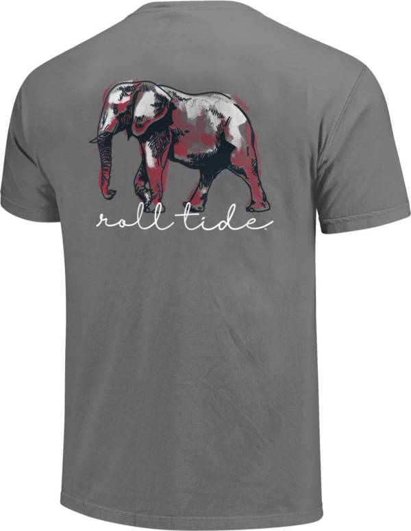 Image One Alabama Crimson Tide Grey Water Color Mascot Script T-Shirt