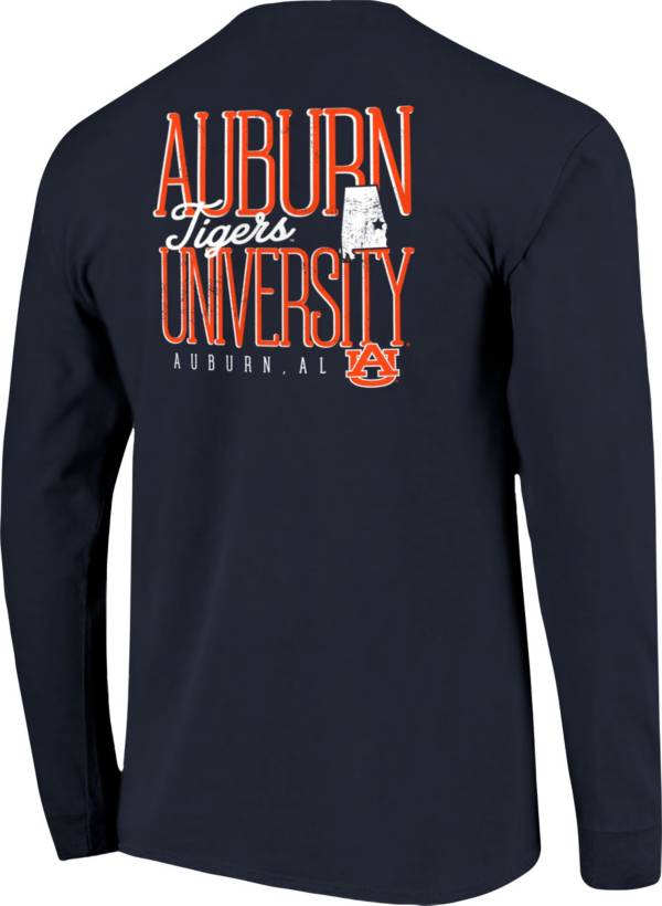 Image One Men's Auburn Tigers Blue Tall Type State Long Sleeve T-Shirt