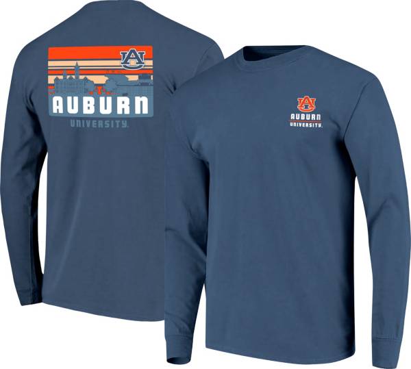 Image One Men's Auburn Tigers Blue Campus Skyline Long Sleeve T-Shirt