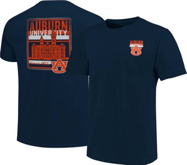 Image One Men's Auburn Tigers Blue Campus Buildings T-Shirt