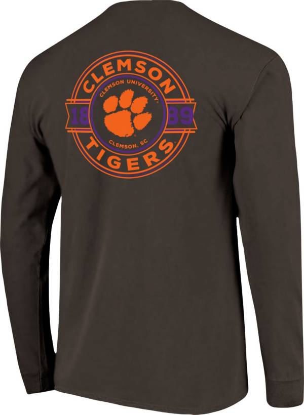 Image One Men's Clemson Tigers Grey Rounds Long Sleeve T-Shirt