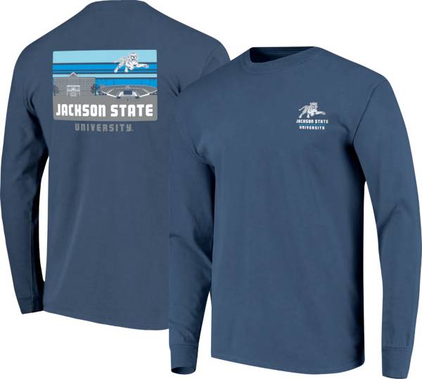 Image One Men's Jackson State Tigers Navy Blue Campus Skyline Long Sleeve T-Shirt