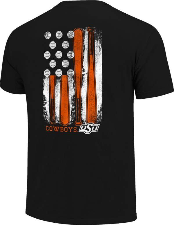 Image One Oklahoma State Cowboys Black Baseball Flag T-Shirt