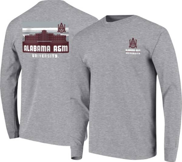 Image One Men's Alabama A&M Bulldogs Grey Campus Skyline Long Sleeve T-Shirt