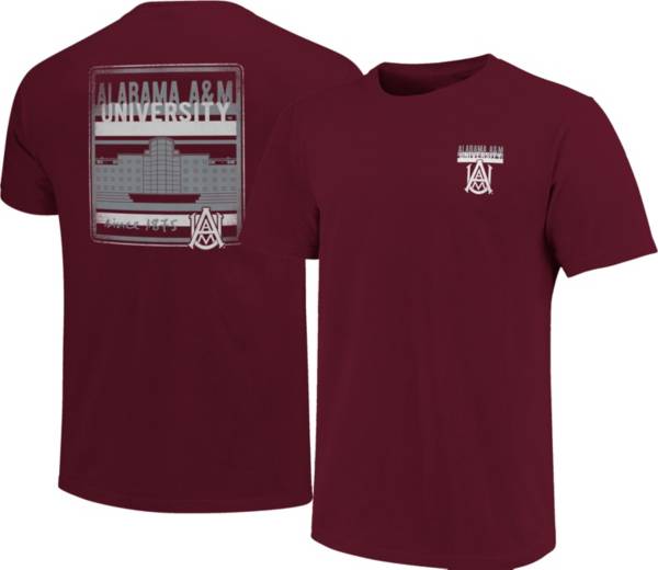 Image One Men's Alabama A&M Bulldogs Maroon Campus Buildings T-Shirt