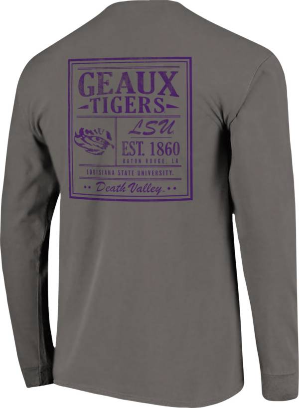 Image One Men's LSU Tigers Grey Vintage Poster Long Sleeve T-Shirt