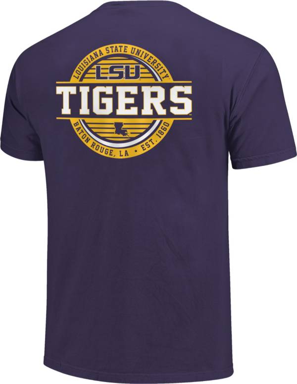 Image One LSU Tigers Purple Striped Stamp T-Shirt