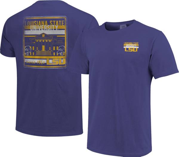 Image One Men's LSU Tigers Purple Campus Buildings T-Shirt