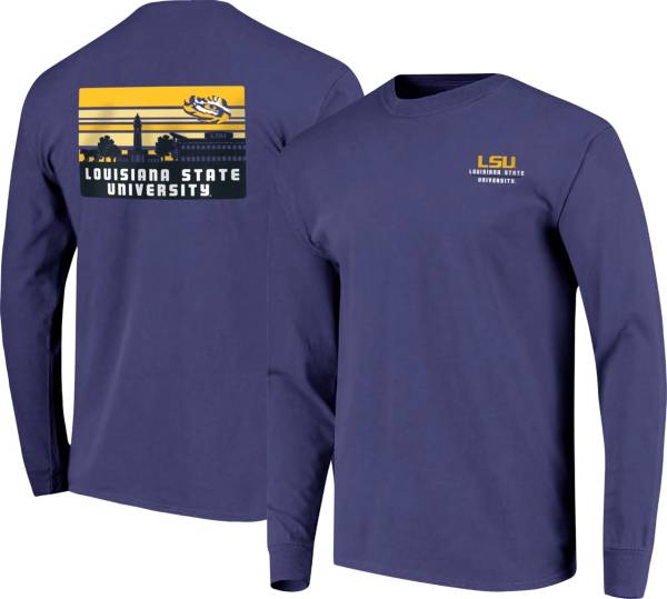 Image One Men's LSU Tigers Purple Campus Skyline Long Sleeve T-Shirt