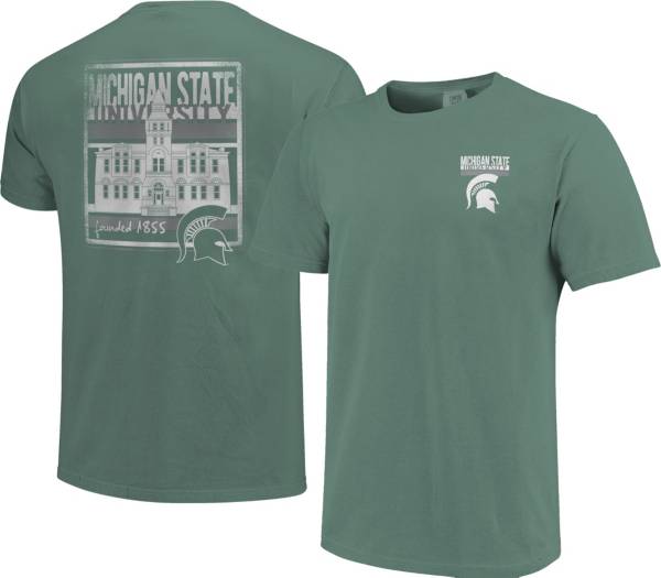 Image One Men's Michigan State Spartans Green Campus Buildings T-Shirt