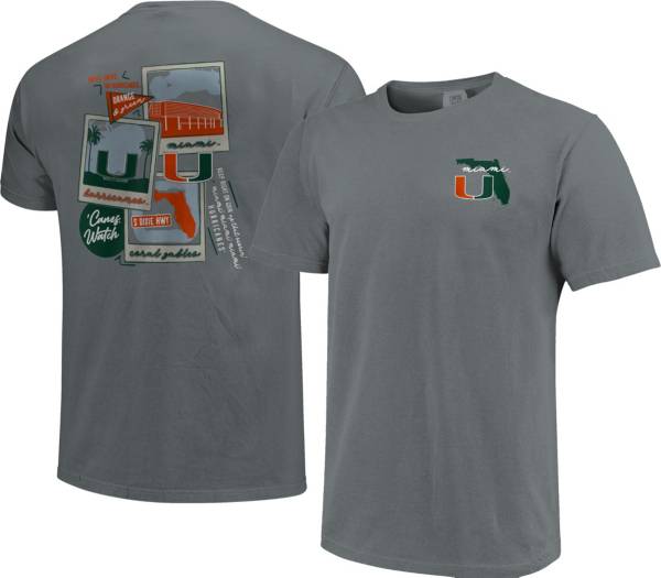 Image One Men's Miami Hurricanes Grey Campus Polaroids T-Shirt