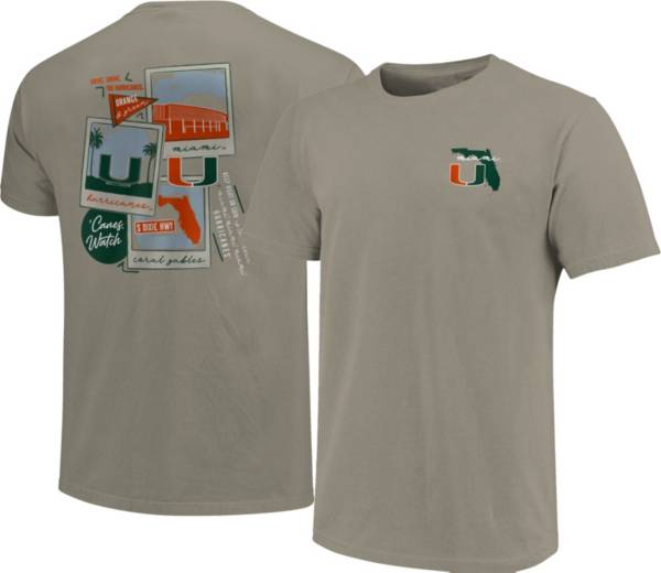 Image One Men's Miami Hurricanes Grey Campus Polaroids T-Shirt