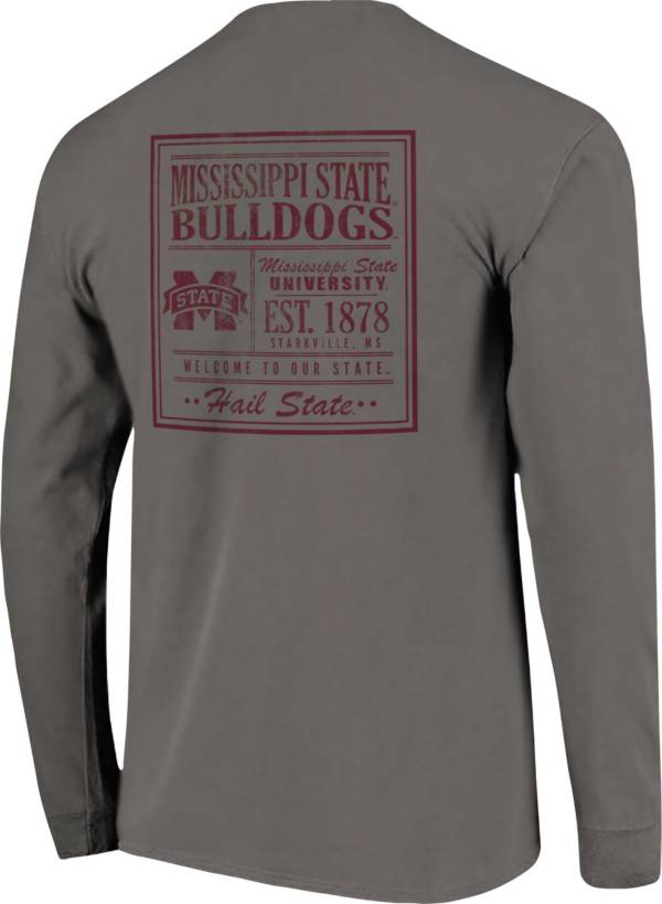 Image One Men's Mississippi State Bulldogs Grey Vintage Poster Long Sleeve T-Shirt