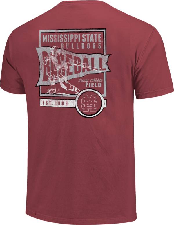 Image One Mississippi State Bulldogs Maroon Vintage Baseball Flag T-Shirt