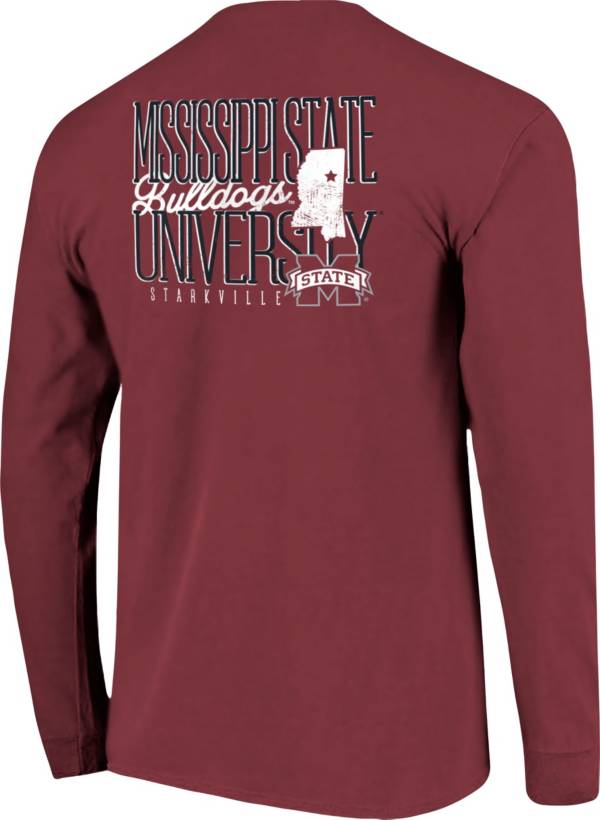 Image One Men's Mississippi State Bulldogs Maroon Tall Type State Long Sleeve T-Shirt