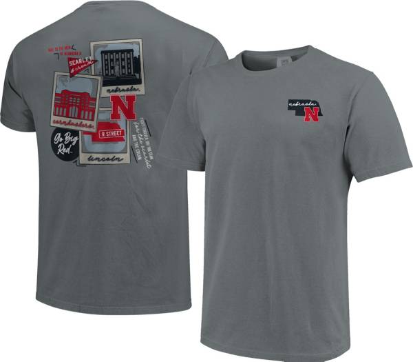 Image One Men's Nebraska Cornhuskers Grey Campus Polaroids T-Shirt