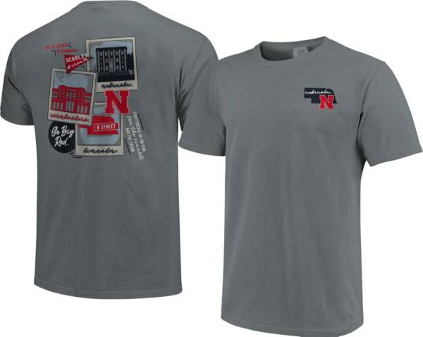 Image One Men's Nebraska Cornhuskers Grey Campus Polaroids T-Shirt