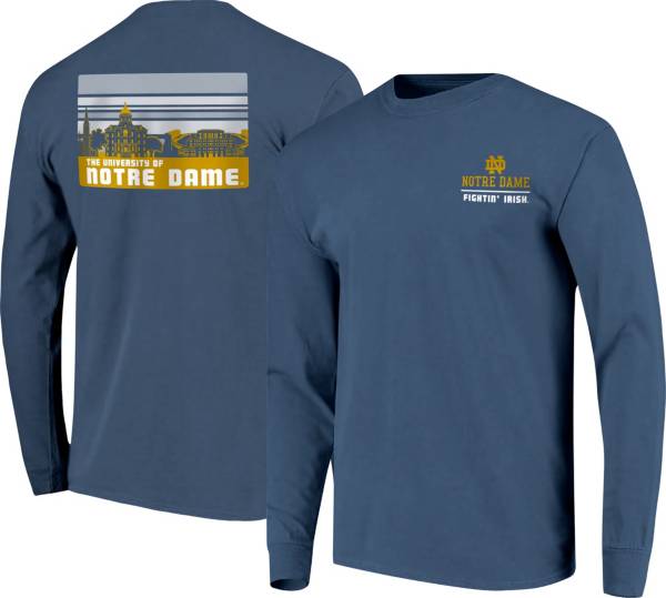 Image One Men's Notre Dame Fighting Irish Navy Campus Skyline Long Sleeve T-Shirt