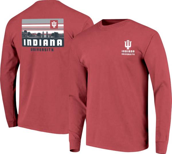 Image One Men's Indiana Hoosiers Crimson Campus Skyline Long Sleeve T-Shirt