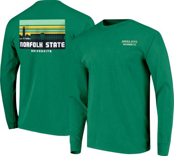 Image One Men's Norfolk State Spartans Green Campus Skyline Long Sleeve T-Shirt