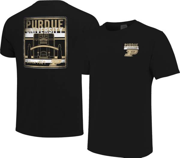 Image One Men's Purdue Boilermakers Black Campus Buildings T-Shirt