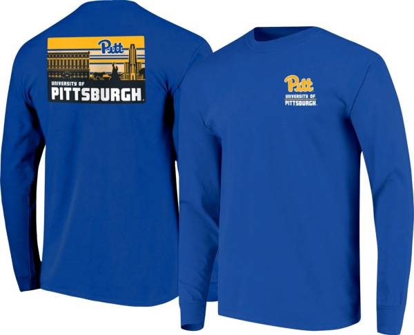 Image One Men's Pitt Panthers Blue Campus Skyline Long Sleeve T-Shirt
