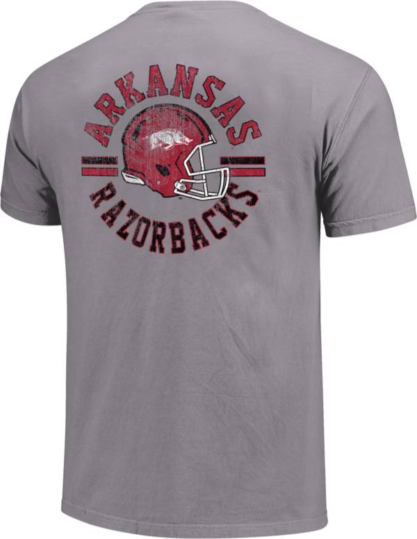 Image One Arkansas Razorbacks Grey Helmet Arch T-Shirt