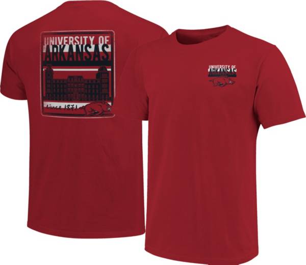 Image One Men's Arkansas Razorbacks Cardinal Campus Buildings T-Shirt product image