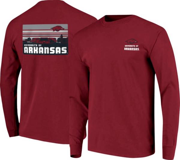Image One Men's Arkansas Razorbacks Cardinal Campus Skyline Long Sleeve T-Shirt