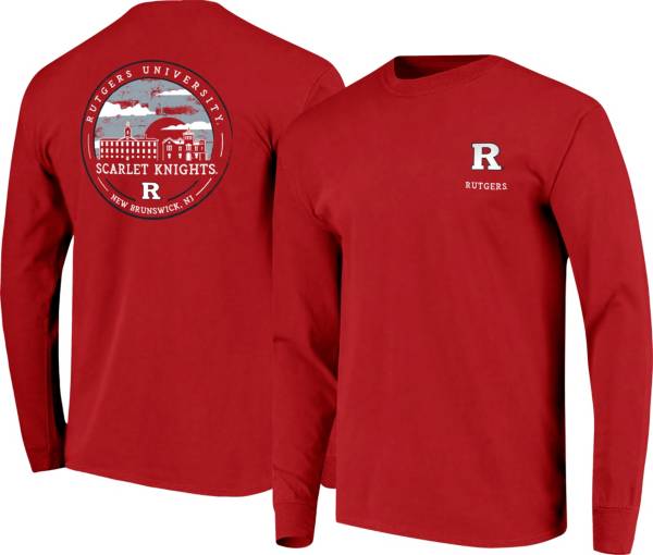 Image One Men's Rutgers Scarlet Knights Red Striped Skyline Long Sleeve T-Shirt