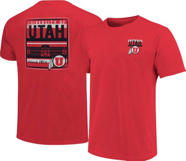 Image One Men's Utah Utes Crimson Campus Buildings T-Shirt