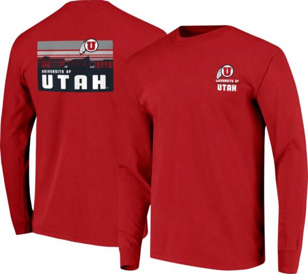 Image One Men's Utah Utes Crimson Campus Skyline Long Sleeve T-Shirt