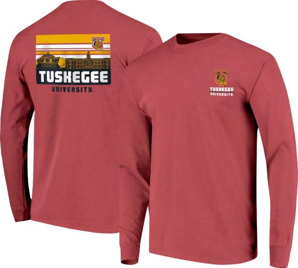 Image One Men's Tuskegee Golden Tigers Crimson Campus Skyline Long Sleeve T-Shirt