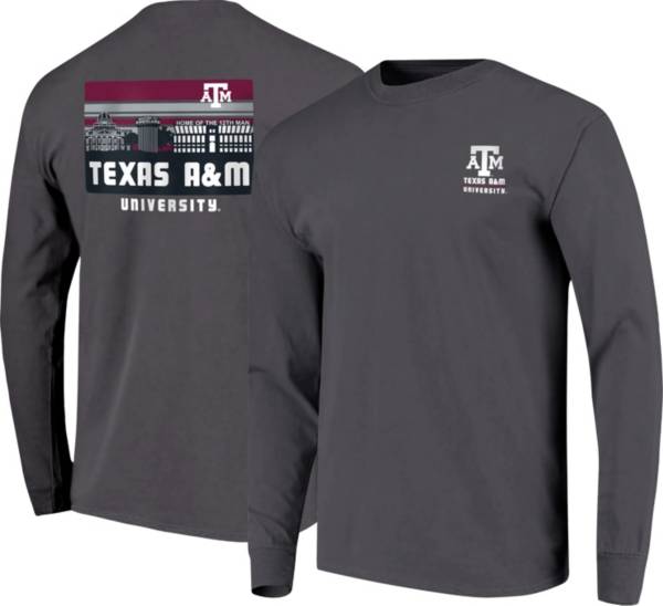 Image One Men's Texas A&M Aggies Grey Campus Skyline Long Sleeve T-Shirt