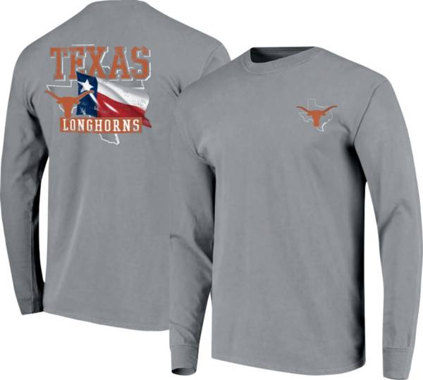 Image One Men's Texas Longhorns Grey Hyperlocal Long Sleeve T-Shirt