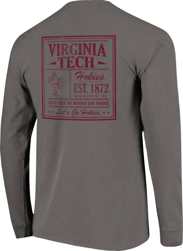 Image One Men's Virginia Tech Hokies Grey Vintage Poster Long Sleeve T-Shirt