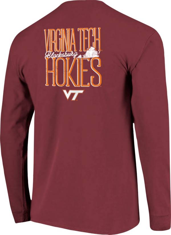 Image One Men's Virginia Tech Hokies Maroon Tall Type State Long Sleeve T-Shirt