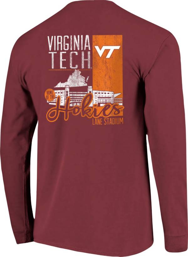 Image One Men's Virginia Tech Hokies Maroon Building Stripe Long Sleeve T-Shirt product image