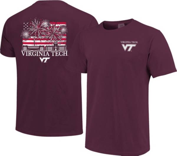 Image One Men's Virginia Tech Hokies Maroon Americana Fireworks T-Shirt