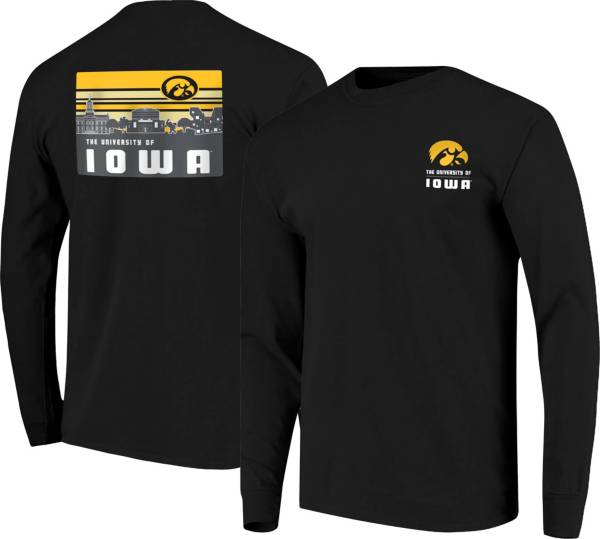 Image One Men's Iowa Hawkeyes Black Campus Skyline Long Sleeve T-Shirt