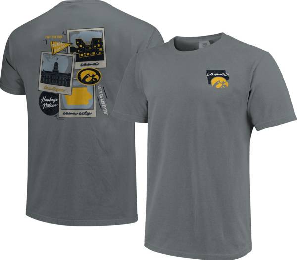 Image One Men's Iowa Hawkeyes Grey Campus Polaroids T-Shirt