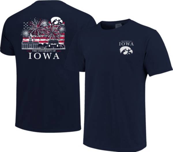 Image One Men's Iowa Hawkeyes Navy Americana Fireworks T-Shirt