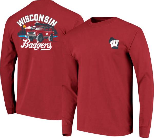 Image One Men's Wisconsin Badgers Red Hyperlocal Long Sleeve T-Shirt