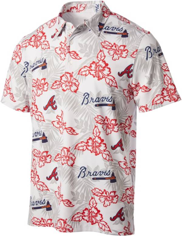 Reyn Spooner Men's Atlanta Braves White Aloha Performance Polo