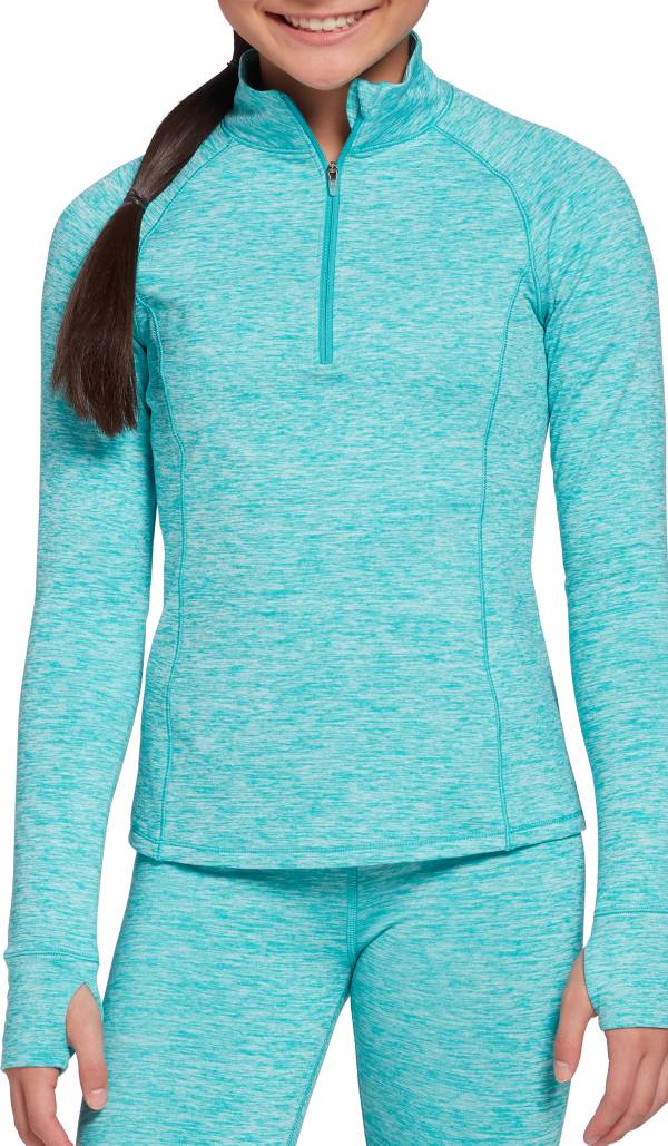DSG Girls' Cold Weather Compression Space Dye 1/4 Zip Pullover