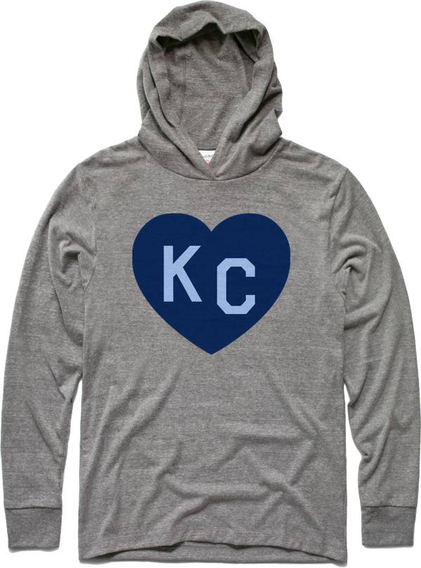 Charlie Hustle KC Heart Vintage Heather Grey Pullover Hoodie Shirt