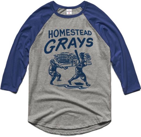 Charlie Hustle Homestead Grays Grey Museum Raglan ¾ Sleeve T-Shirt