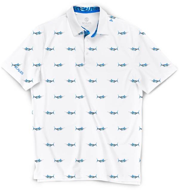 SCALES Men's Tropical Marlin Golf Polo
