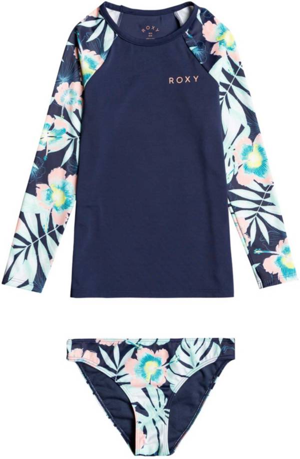 Roxy Girls' Hawaii Story Long Sleeve Rashguard Set