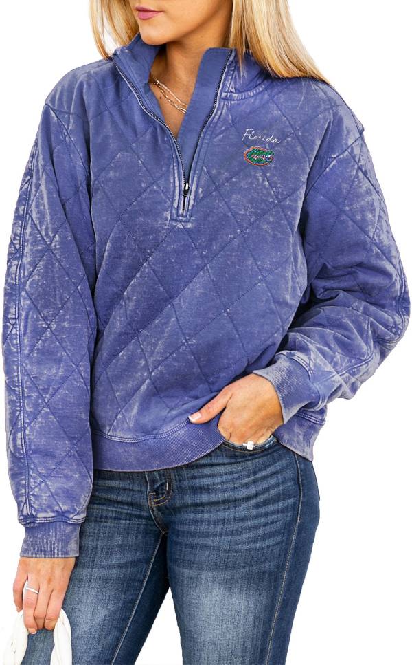 Gameday Couture Florida Gators Blue Acid Wash Quilted Quarter-Zip Pullover Sweatshirt